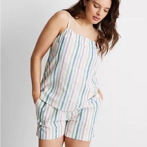 State of Day Linen Pajama Set Cami & Shorts NWT Size L